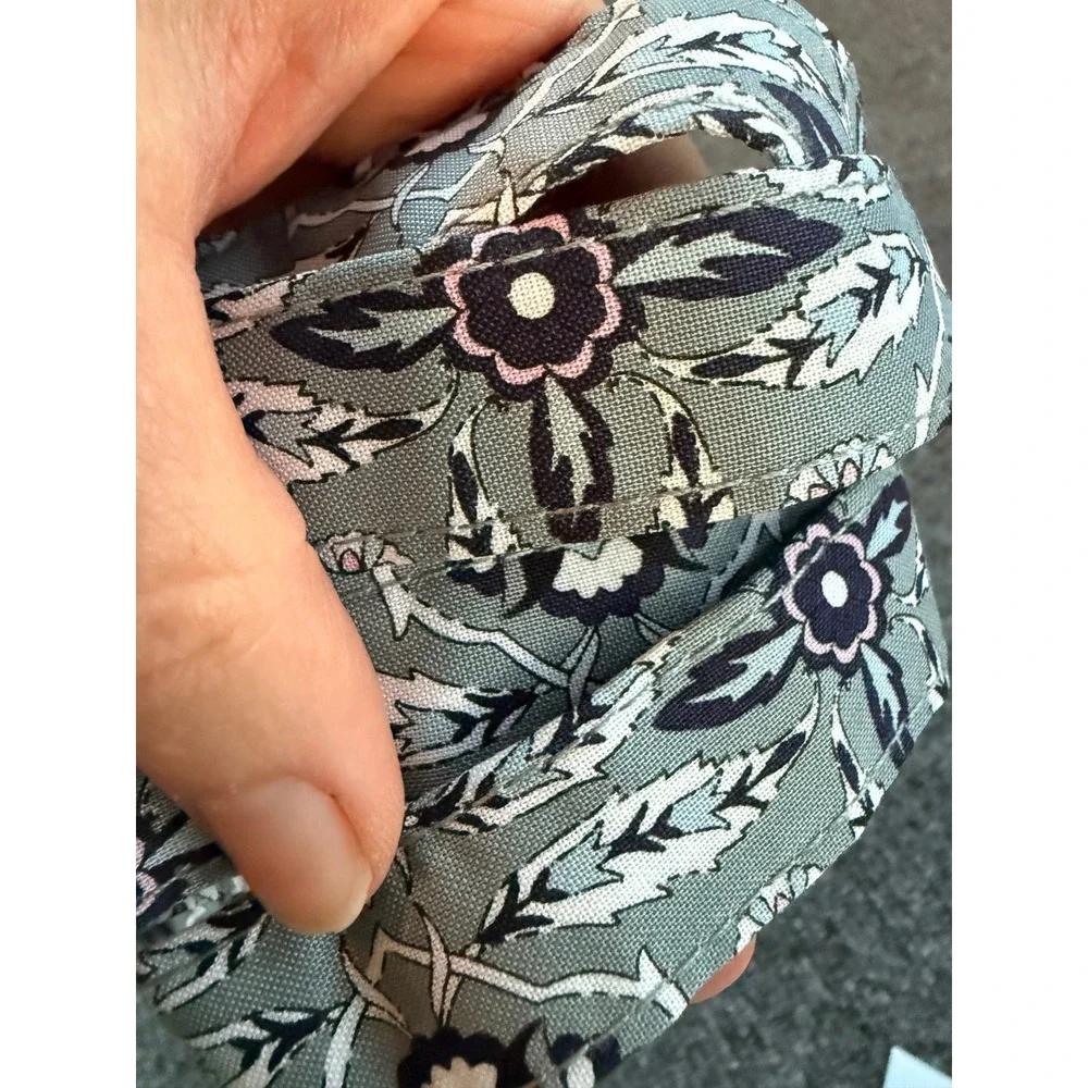 Vera Bradley Wide Lanyard Plaza Tile Grey Floral ID Key Holder 28456-X40 NWT